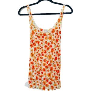 VTG Free People Intimately Lace Orange Floral  Scoop Tank on Cream